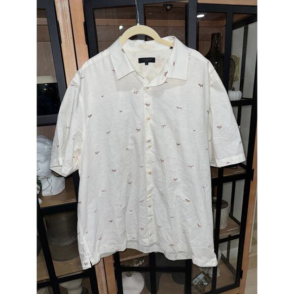 Ted Baker button up shirt Pruden Print linen cotton short sleeve beige - Picture 2 of 8